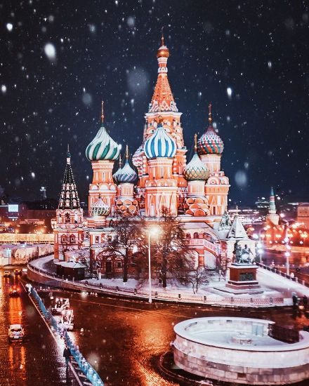 镜头下的莫斯科圣诞雪夜，宛如童话世界(3)